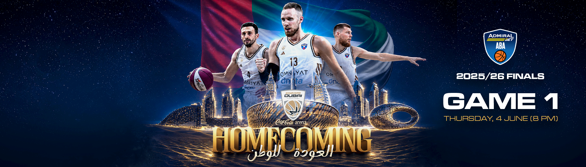 ABA LEAGUE FINALS - DUBAI BASKETBALL VS PARTIZAN MOZZART BET (GAME 1) (REGISTRATION)